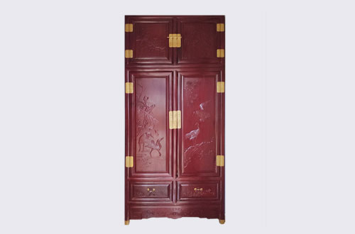 安徽高端中式家居装修深红色纯实木衣柜