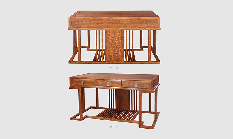安徽 别墅中式家居书房装修实木书桌效果图