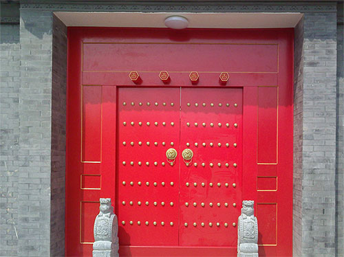 安徽中国传统四合院系列朱红色中式木制大门木作
