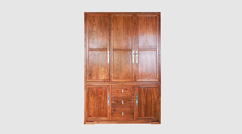 安徽中式实木三门衣柜家具效果图